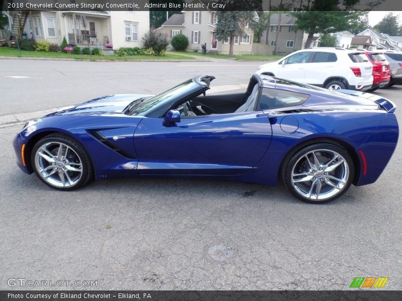 Admiral Blue Metallic / Gray 2018 Chevrolet Corvette Stingray Convertible