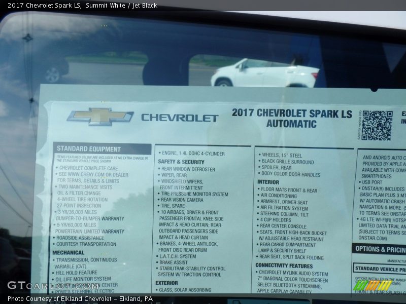 Summit White / Jet Black 2017 Chevrolet Spark LS