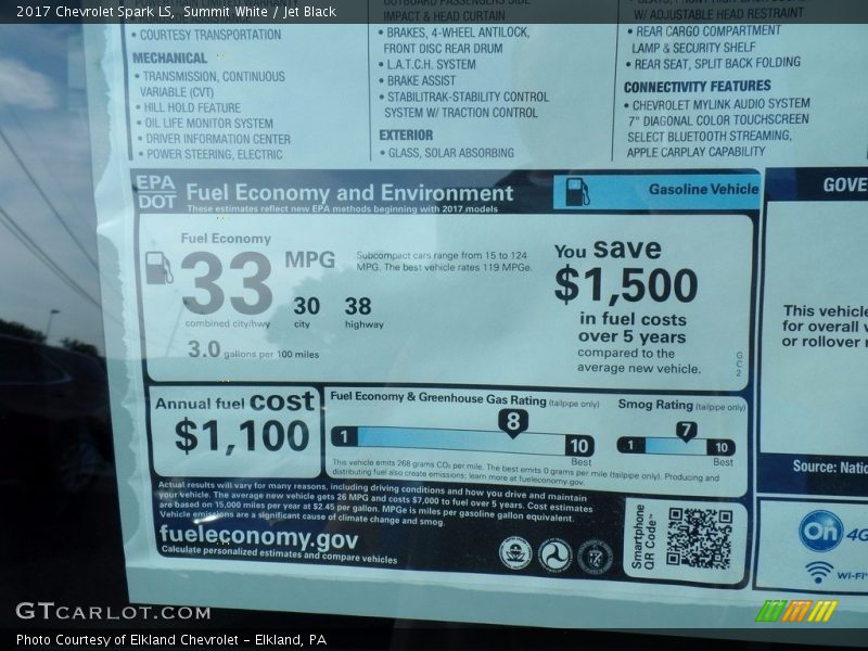 Summit White / Jet Black 2017 Chevrolet Spark LS