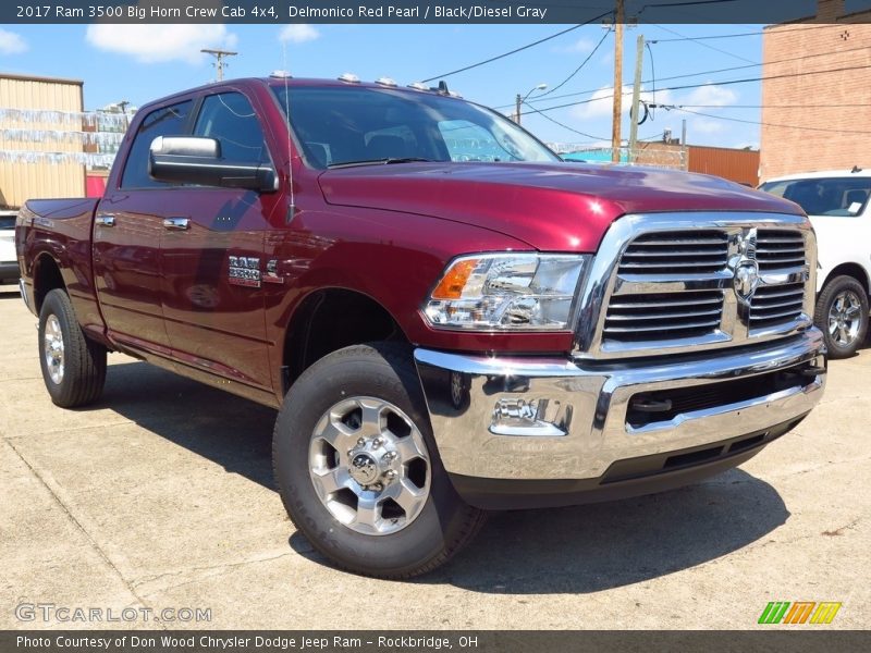 Delmonico Red Pearl / Black/Diesel Gray 2017 Ram 3500 Big Horn Crew Cab 4x4