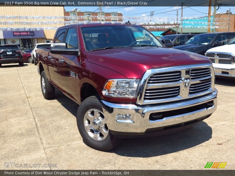 Delmonico Red Pearl / Black/Diesel Gray 2017 Ram 3500 Big Horn Crew Cab 4x4