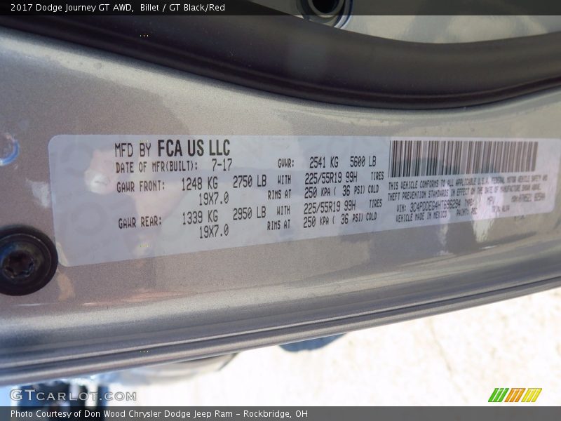 Billet / GT Black/Red 2017 Dodge Journey GT AWD