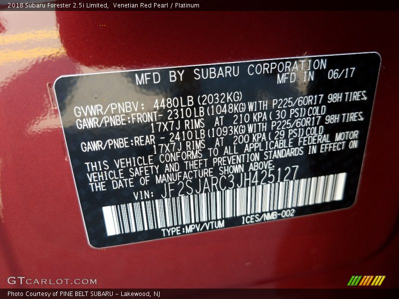 Venetian Red Pearl / Platinum 2018 Subaru Forester 2.5i Limited