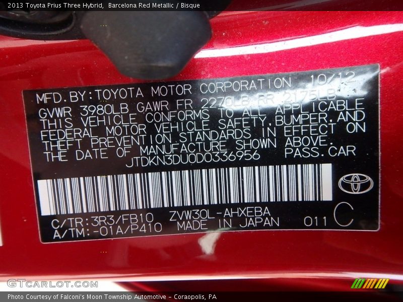 Barcelona Red Metallic / Bisque 2013 Toyota Prius Three Hybrid