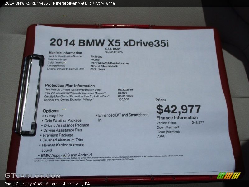 Mineral Silver Metallic / Ivory White 2014 BMW X5 xDrive35i