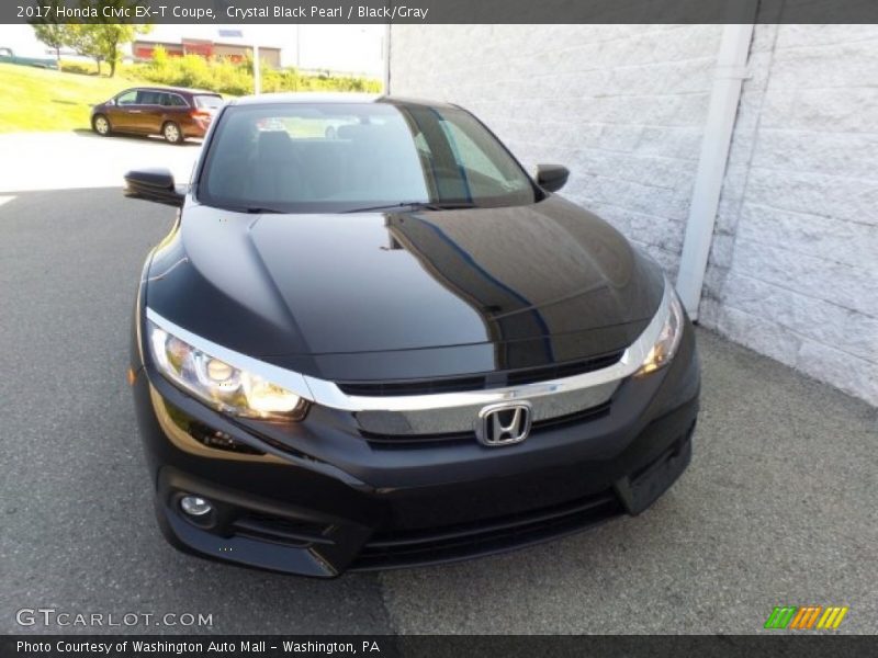 Crystal Black Pearl / Black/Gray 2017 Honda Civic EX-T Coupe