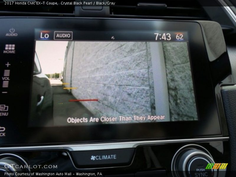 Crystal Black Pearl / Black/Gray 2017 Honda Civic EX-T Coupe
