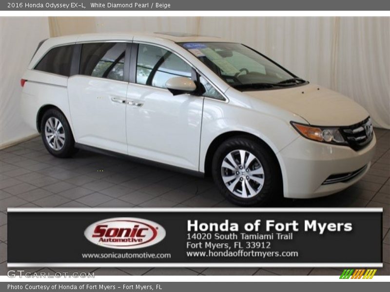 White Diamond Pearl / Beige 2016 Honda Odyssey EX-L