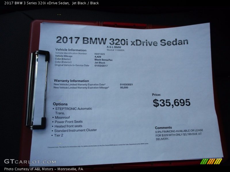 Jet Black / Black 2017 BMW 3 Series 320i xDrive Sedan