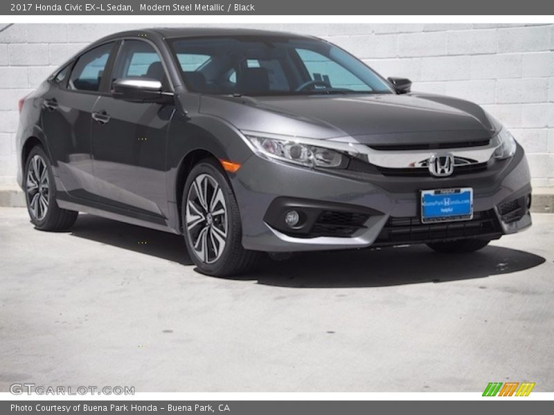 Modern Steel Metallic / Black 2017 Honda Civic EX-L Sedan