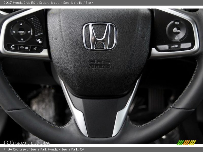 Modern Steel Metallic / Black 2017 Honda Civic EX-L Sedan