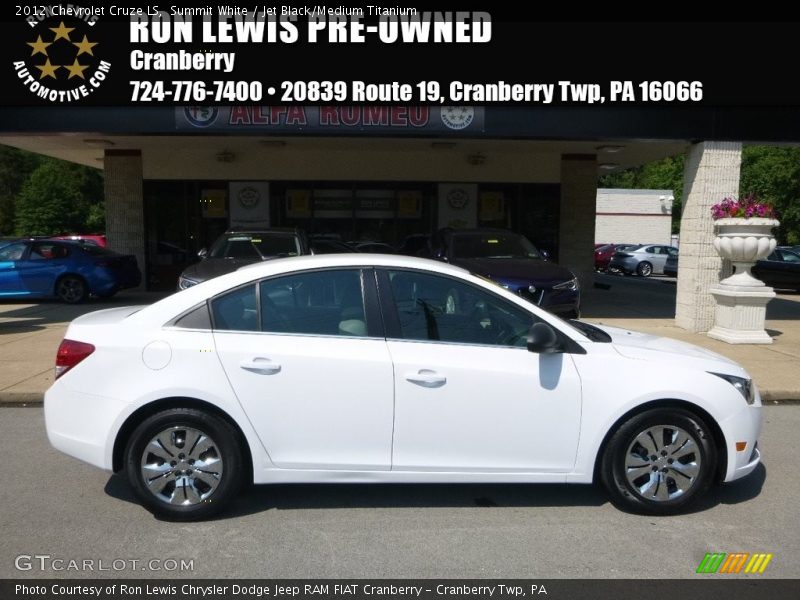 Summit White / Jet Black/Medium Titanium 2012 Chevrolet Cruze LS