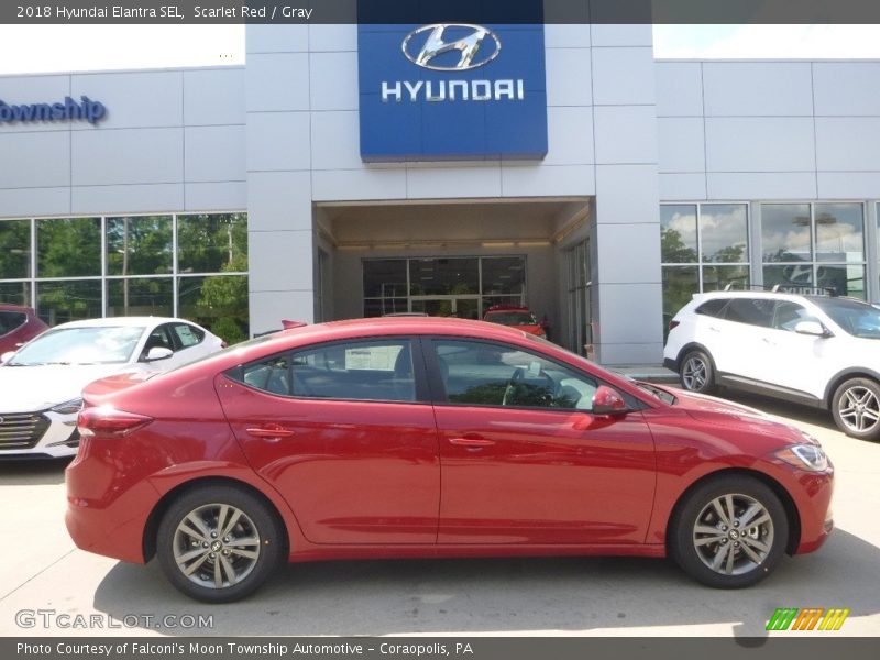 Scarlet Red / Gray 2018 Hyundai Elantra SEL