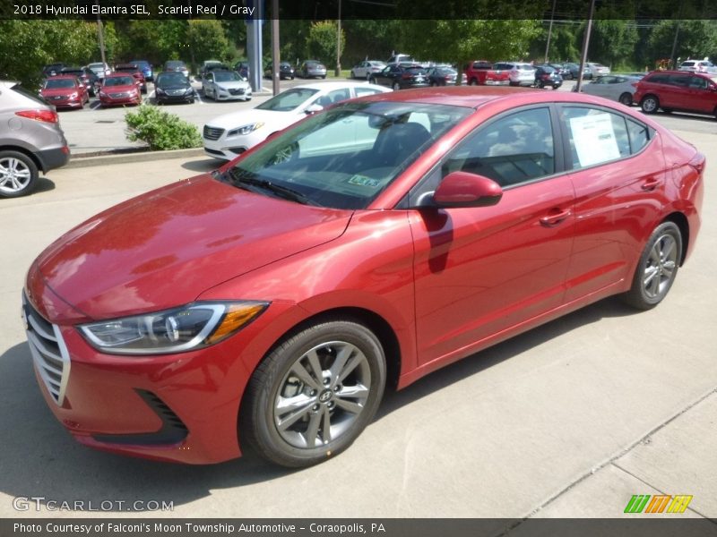 Scarlet Red / Gray 2018 Hyundai Elantra SEL