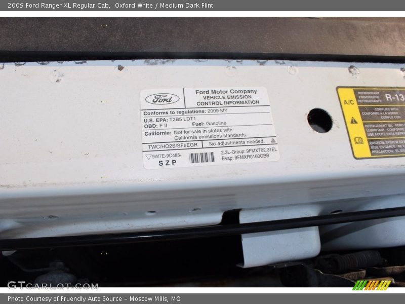 Oxford White / Medium Dark Flint 2009 Ford Ranger XL Regular Cab