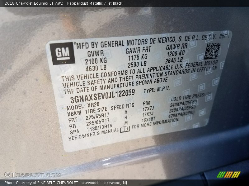 Pepperdust Metallic / Jet Black 2018 Chevrolet Equinox LT AWD