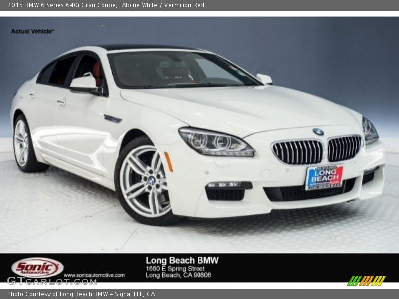 Alpine White / Vermilion Red 2015 BMW 6 Series 640i Gran Coupe