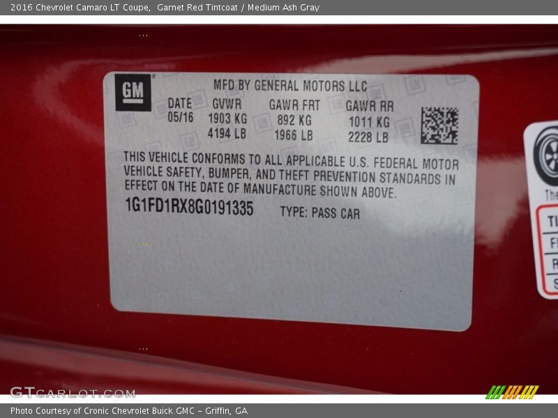 Garnet Red Tintcoat / Medium Ash Gray 2016 Chevrolet Camaro LT Coupe