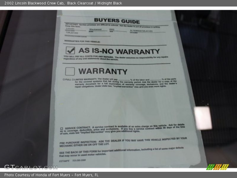 Black Clearcoat / Midnight Black 2002 Lincoln Blackwood Crew Cab