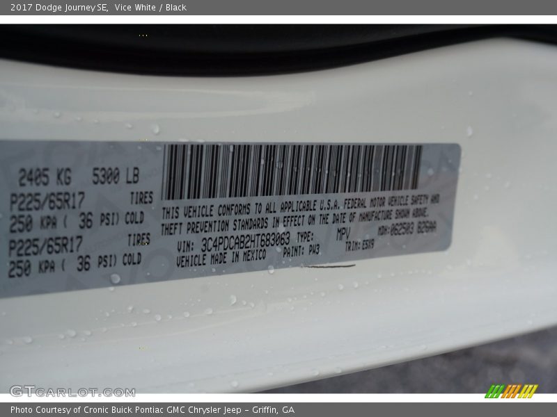 Vice White / Black 2017 Dodge Journey SE