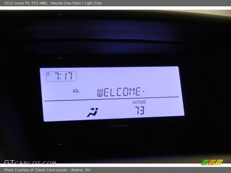 Nebula Gray Pearl / Light Gray 2012 Lexus RX 350 AWD