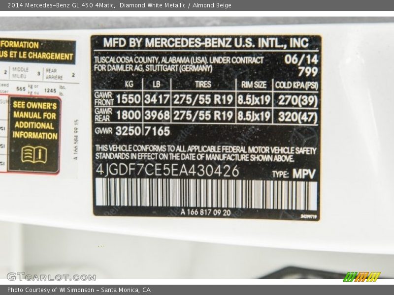Diamond White Metallic / Almond Beige 2014 Mercedes-Benz GL 450 4Matic