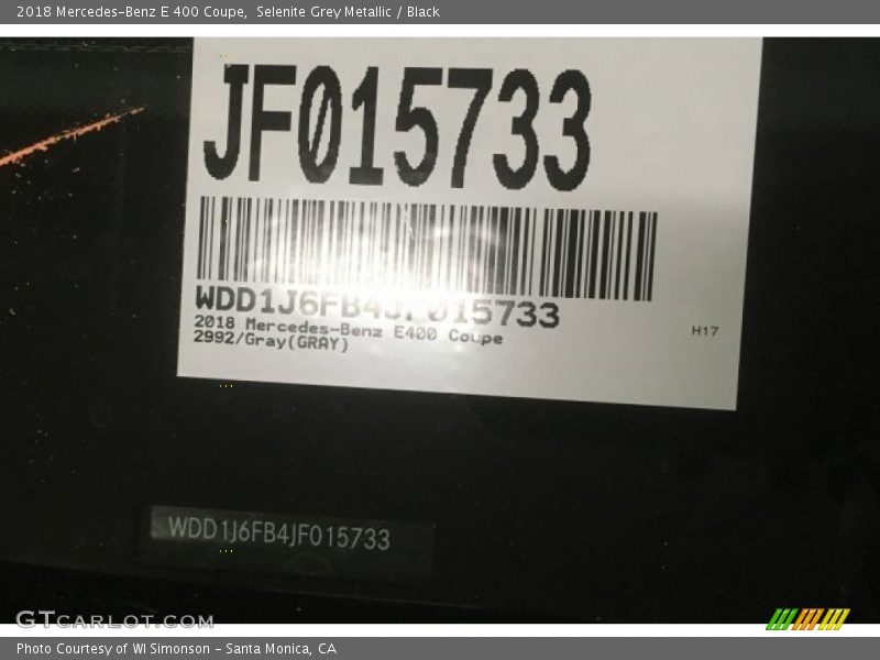 Selenite Grey Metallic / Black 2018 Mercedes-Benz E 400 Coupe