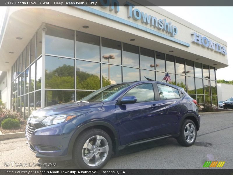 Deep Ocean Pearl / Gray 2017 Honda HR-V LX AWD