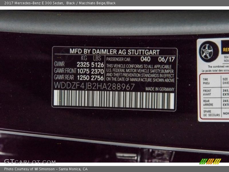 Black / Macchiato Beige/Black 2017 Mercedes-Benz E 300 Sedan