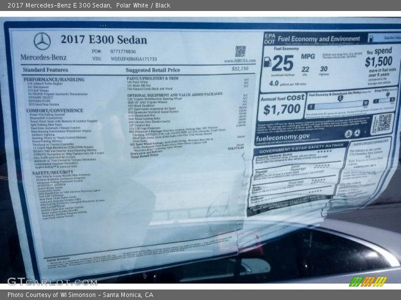 Polar White / Black 2017 Mercedes-Benz E 300 Sedan