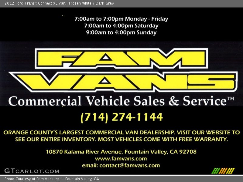 Frozen White / Dark Grey 2012 Ford Transit Connect XL Van