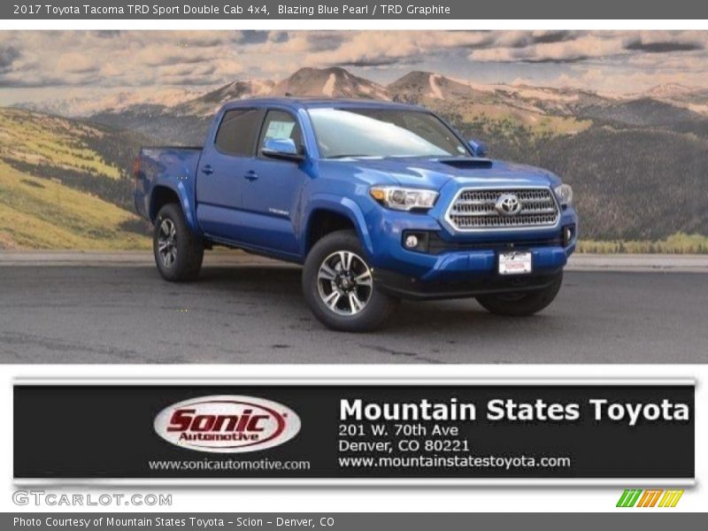 Blazing Blue Pearl / TRD Graphite 2017 Toyota Tacoma TRD Sport Double Cab 4x4