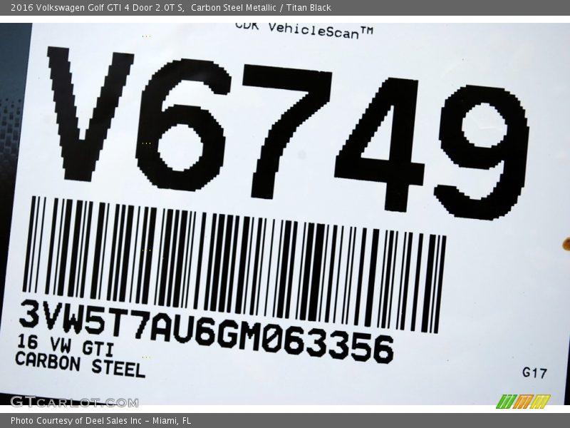 Carbon Steel Metallic / Titan Black 2016 Volkswagen Golf GTI 4 Door 2.0T S