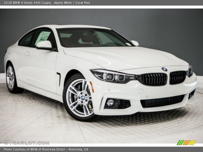 Alpine White / Coral Red 2018 BMW 4 Series 440i Coupe