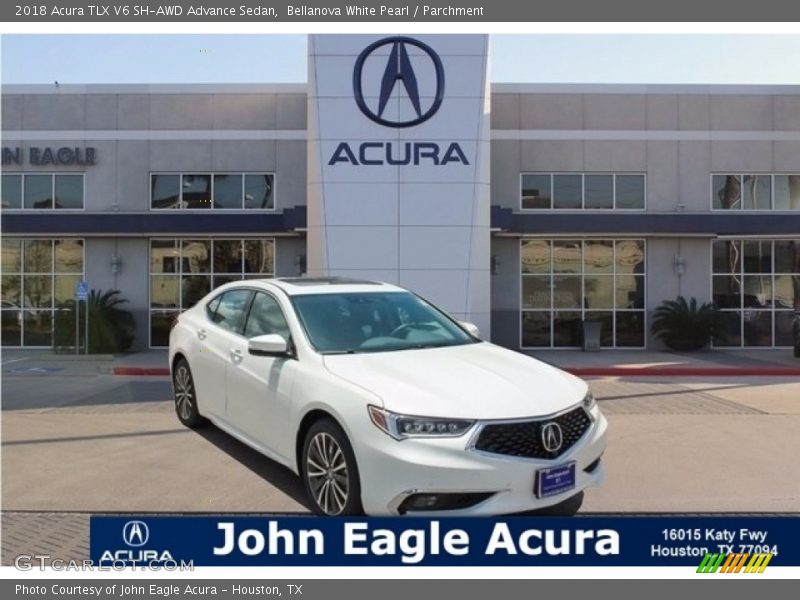 Bellanova White Pearl / Parchment 2018 Acura TLX V6 SH-AWD Advance Sedan
