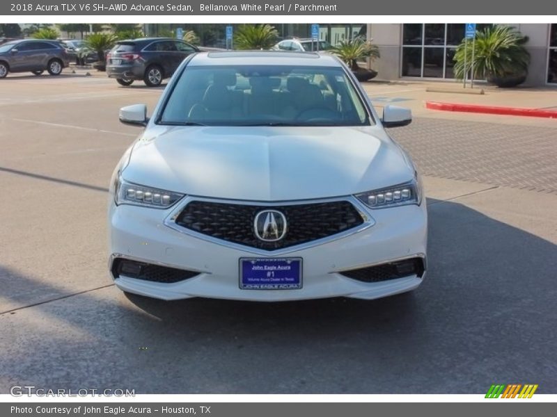 Bellanova White Pearl / Parchment 2018 Acura TLX V6 SH-AWD Advance Sedan
