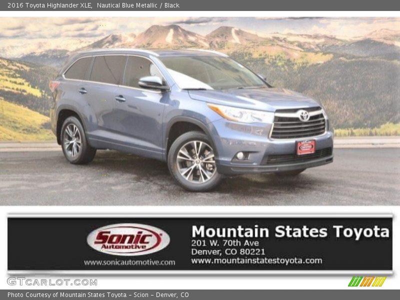 Nautical Blue Metallic / Black 2016 Toyota Highlander XLE