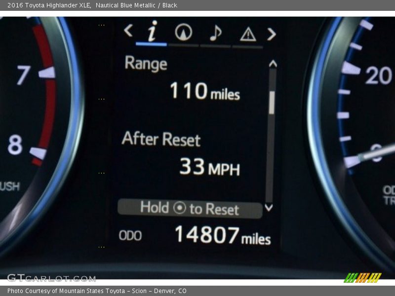 Nautical Blue Metallic / Black 2016 Toyota Highlander XLE