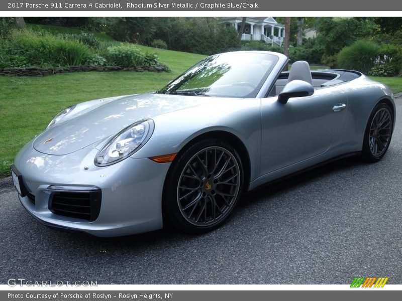 Rhodium Silver Metallic / Graphite Blue/Chalk 2017 Porsche 911 Carrera 4 Cabriolet