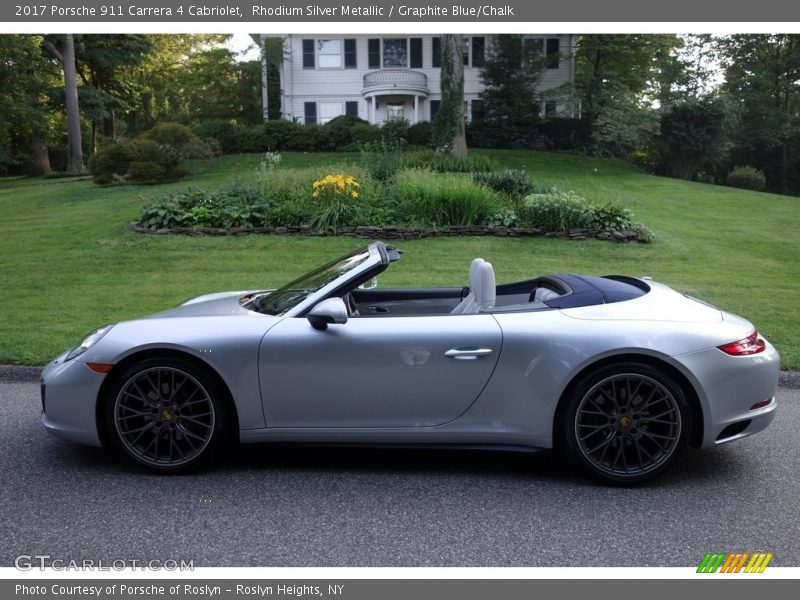 Rhodium Silver Metallic / Graphite Blue/Chalk 2017 Porsche 911 Carrera 4 Cabriolet