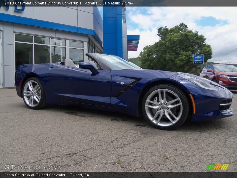 Admiral Blue Metallic / Gray 2018 Chevrolet Corvette Stingray Convertible