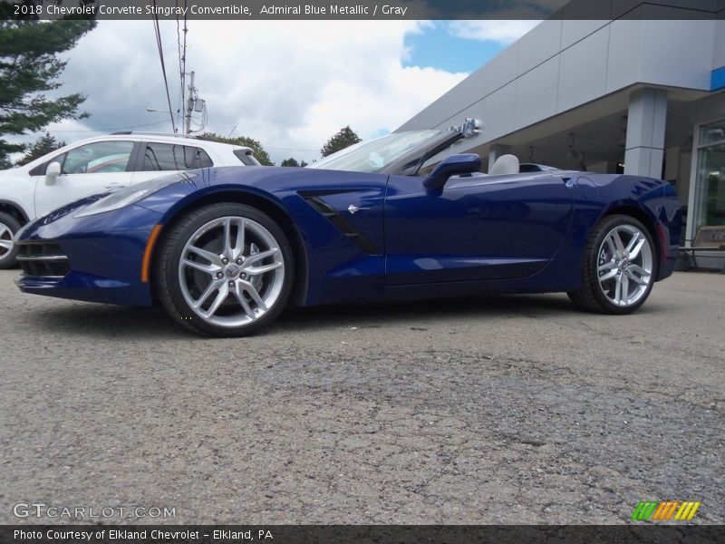 Admiral Blue Metallic / Gray 2018 Chevrolet Corvette Stingray Convertible