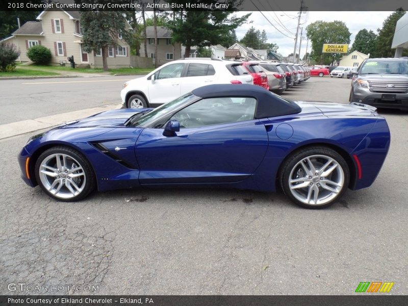 Admiral Blue Metallic / Gray 2018 Chevrolet Corvette Stingray Convertible