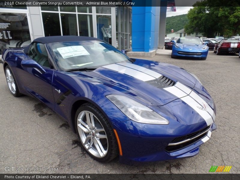 Admiral Blue Metallic / Gray 2018 Chevrolet Corvette Stingray Convertible