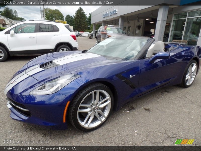 Admiral Blue Metallic / Gray 2018 Chevrolet Corvette Stingray Convertible