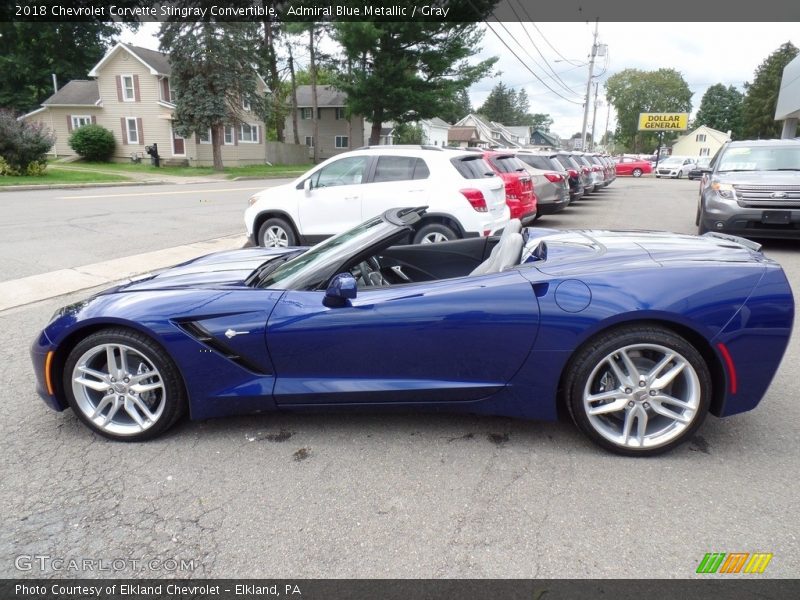 Admiral Blue Metallic / Gray 2018 Chevrolet Corvette Stingray Convertible