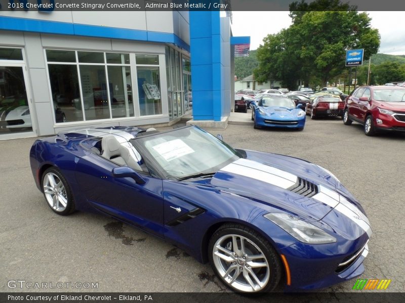 Admiral Blue Metallic / Gray 2018 Chevrolet Corvette Stingray Convertible