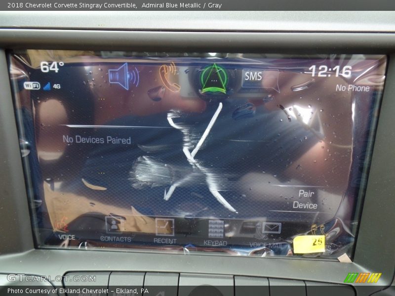 Admiral Blue Metallic / Gray 2018 Chevrolet Corvette Stingray Convertible