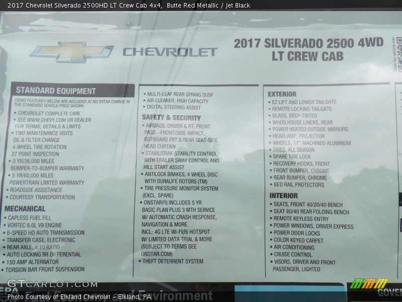 Butte Red Metallic / Jet Black 2017 Chevrolet Silverado 2500HD LT Crew Cab 4x4