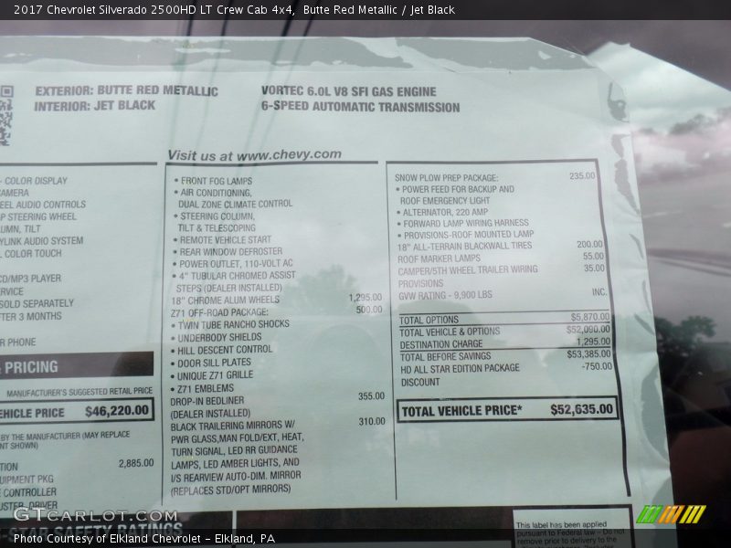 Butte Red Metallic / Jet Black 2017 Chevrolet Silverado 2500HD LT Crew Cab 4x4